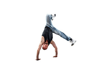 Isolated male Hip Hop Dancer. Beautiful guy dancing on white background