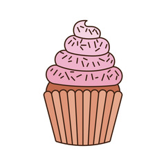 delicious cupcake with cream on white background