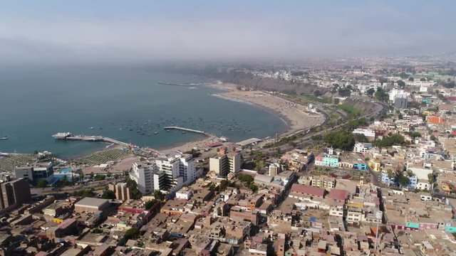 LIMA Aerial (District Chorillos) with the Ocean ant the whole city in the background