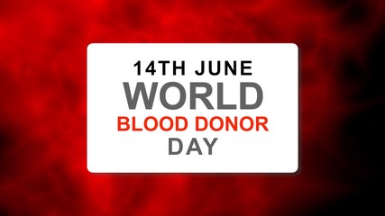 World Blood Donor Day lettering isolate on red abstract background. Web banner and poster of World...