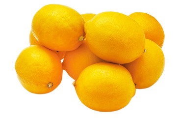 Group of fresh lemons on on white background