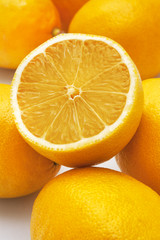 Group of fresh lemons on on white background