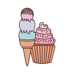 delicious cupcakes and ice cream for summer