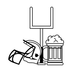 American football sport game cartoons in black and white