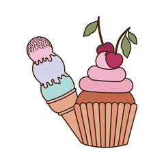 delicious cupcakes and ice cream for summer