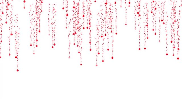 Animation Background with Fashion beautiful Red Rain, Particles Shining Lights on White Background
