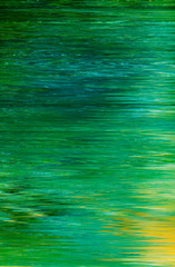 Abstract art texture background. Forest river reflection design. Beautiful green and yellow paint with ripple effect.