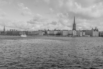Fototapeta na wymiar Stockholm sweden city in scandinavia black and white
