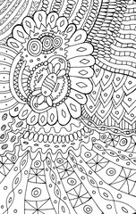 Abstract doodle floral mandala art. Hand drawn cartoon line illustration. Vector artwork