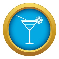 Beach cocktail icon blue vector isolated on white background for any design