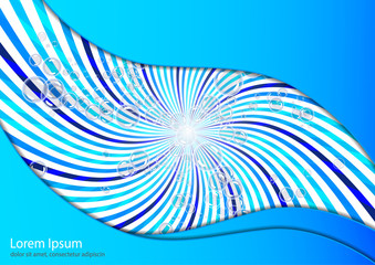 Abstract illustration of soap bubbles on a background with rays. Elements of purity and freshness for your design.