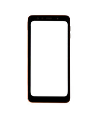 Realistic Gold Smartphone with Transparent Screen Isolated on white background.