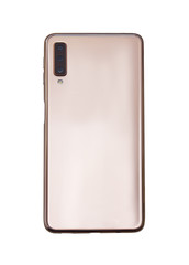 Realistic Gold Smartphone with Transparent Screen Isolated.