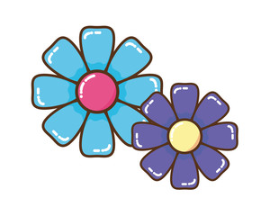 beautiful flower with leafs isolated icon