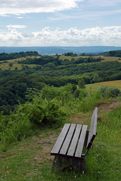Bench in a middle German hilly landscape