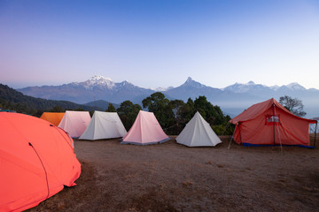 Tents for group camping - obrazy, fototapety, plakaty