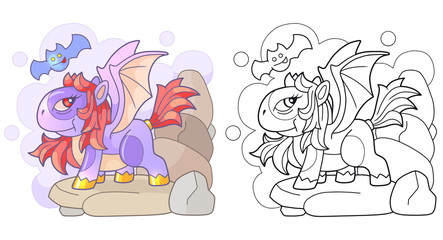 cartoon cute dragon pony, funny illustration, design