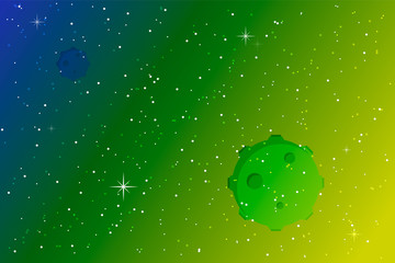 The Planet and stars in the colorful sky