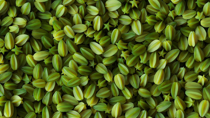 Obraz premium 3D Rendering of Green Carambolas