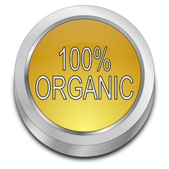 100% Organic Button - 3D illustration
