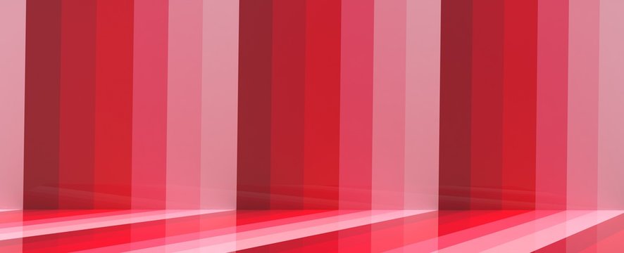 Render de estudio para presentaci&oacute;n de producto. Fondo de lineas con patrones, degradados y reflectores. Ilustraci&oacute;n de entorno tridimensional