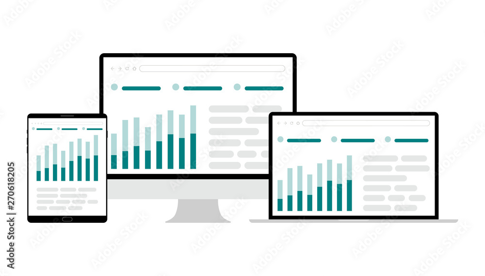 Aufkleber vector illustration of data analysis business information research solution concept with 