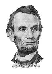 Isolated Portrait of Abraham Lincoln - obrazy, fototapety, plakaty