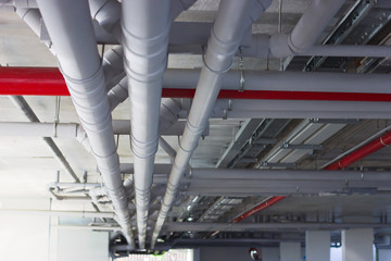 Control valves, water pipe system. Installation of water pipes in the building.