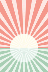 Rising Sun Illustration with bright colors. Water Illustration with a rising sun.