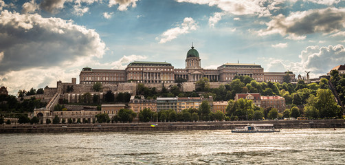 Panorama of Budapest old town, city by the Danube river, capital of Hungary