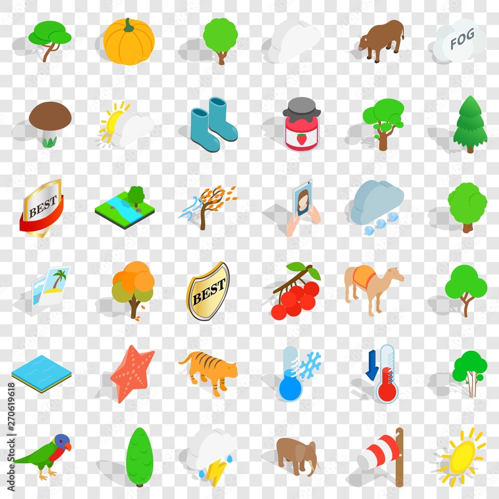 Aufkleber elephant icons set. isometric style of 36 elephant vector icons for web for any design