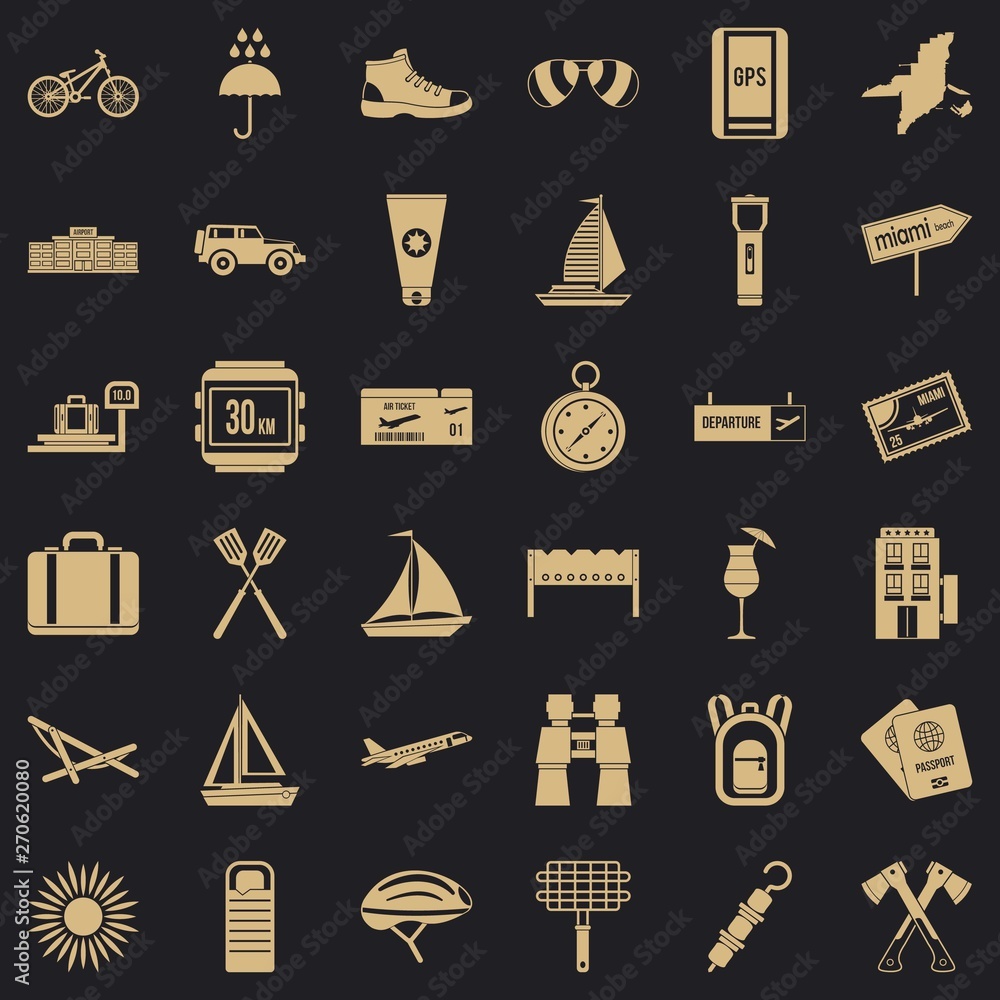Poster journey icons set. simple style of 36 journey vector icons for web for any design