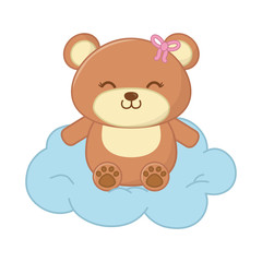 Plakat toy bear with cloud vector illustration