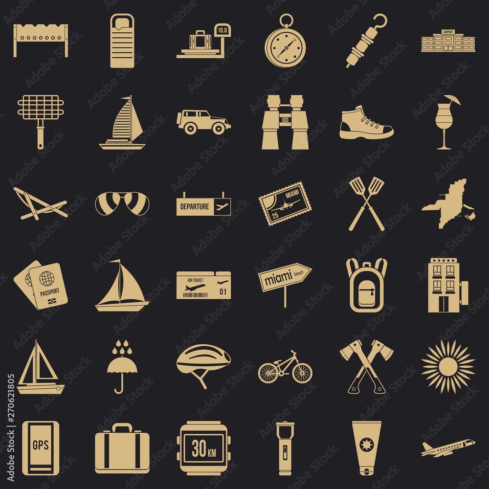 Poster ticket icons set. simple style of 36 ticket vector icons for web for any design