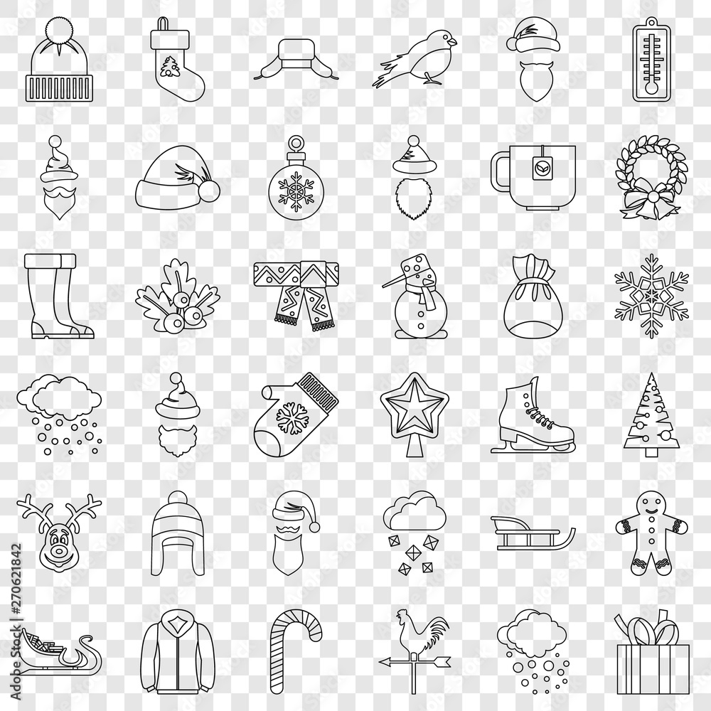 Aufkleber snow icons set. outline style of 36 snow vector icons for web for any design
