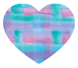 blue green pink abstract watercolor heart