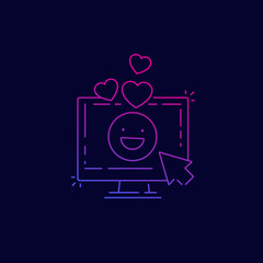 positive feedback icon, line