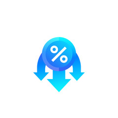 reduced rate, percent down icon