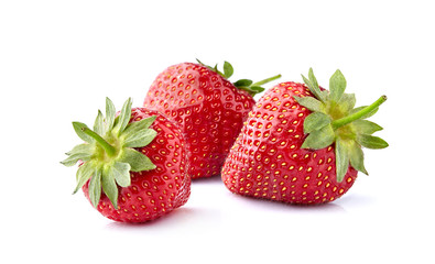 Group of fresh Strawberry  closeup on White Background