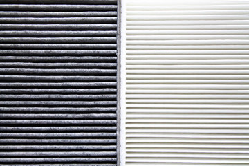 used and new automobile air filter background
