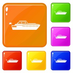 Big yacht icons set collection vector 6 color isolated on white background