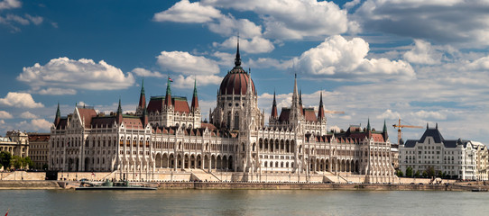 Building of the hungarian parliament in a Budapest, capital of Hungary, by the Danube river. One of the landmark of Budapest, and popular tourist destination.