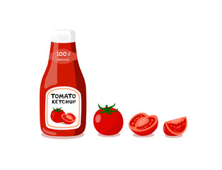 Tomato ketchup isolated on white background.