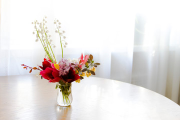 beautiful bouquet of flowers in vase isolated