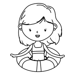 summer and kids cartoon in black and white