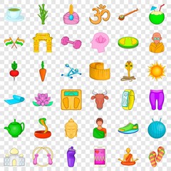 Meditation icons set. Cartoon style of 36 meditation vector icons for web for any design