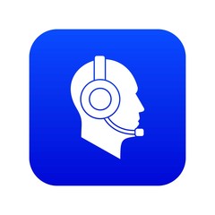Operator in headset icon digital blue for any design isolated on white vector illustration