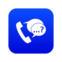 Phone sign and support speech bubbles sign icon digital blue for any design isolated on white vector illustration