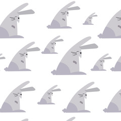 A white hare with legs and long ears. Cartoon vector style.