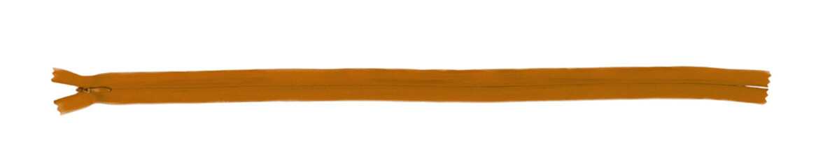 orange zipper Isolated on white background. top view